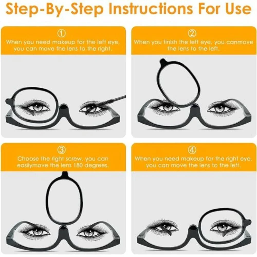 2-Pack Flip Lens Makeup Glasses – One-Eye Magnifier for Precise Eye Makeup X1.0